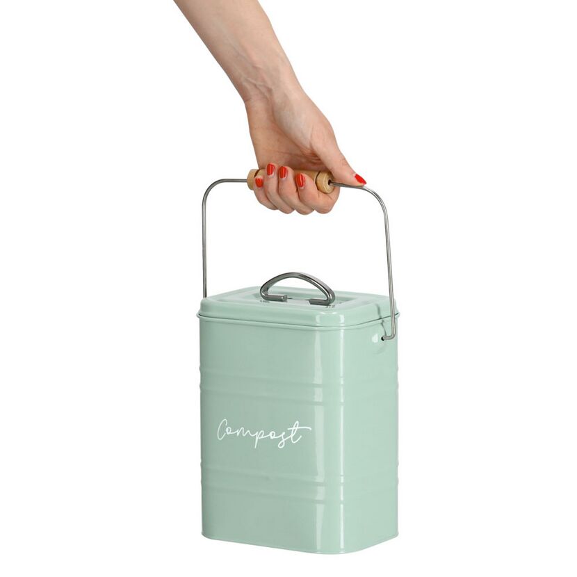 Kompostbehälter 'Compost' Metall mint 17 x 24,5 x 12,5 cm