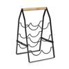 Weinregal für 6 Flaschen Metall/Bambus schwarz 22 x 37,5 x 22 cm