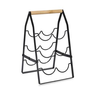 Weinregal für 6 Flaschen Metall/Bambus schwarz 22 x 37,5 x 22 cm
