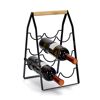 Weinregal für 6 Flaschen Metall/Bambus schwarz 22 x 37,5 x 22 cm