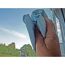 Hand reinigt Fenster mit Tuch