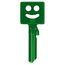 Grüner Schlüssel mit Smiley-Motiv und der Nummer 107.
