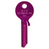 Pinkfarbener Schlüssel mit der Aufschrift www.keymax.eu