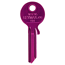 Pinkfarbener Schlüssel mit der Aufschrift www.keymax.eu