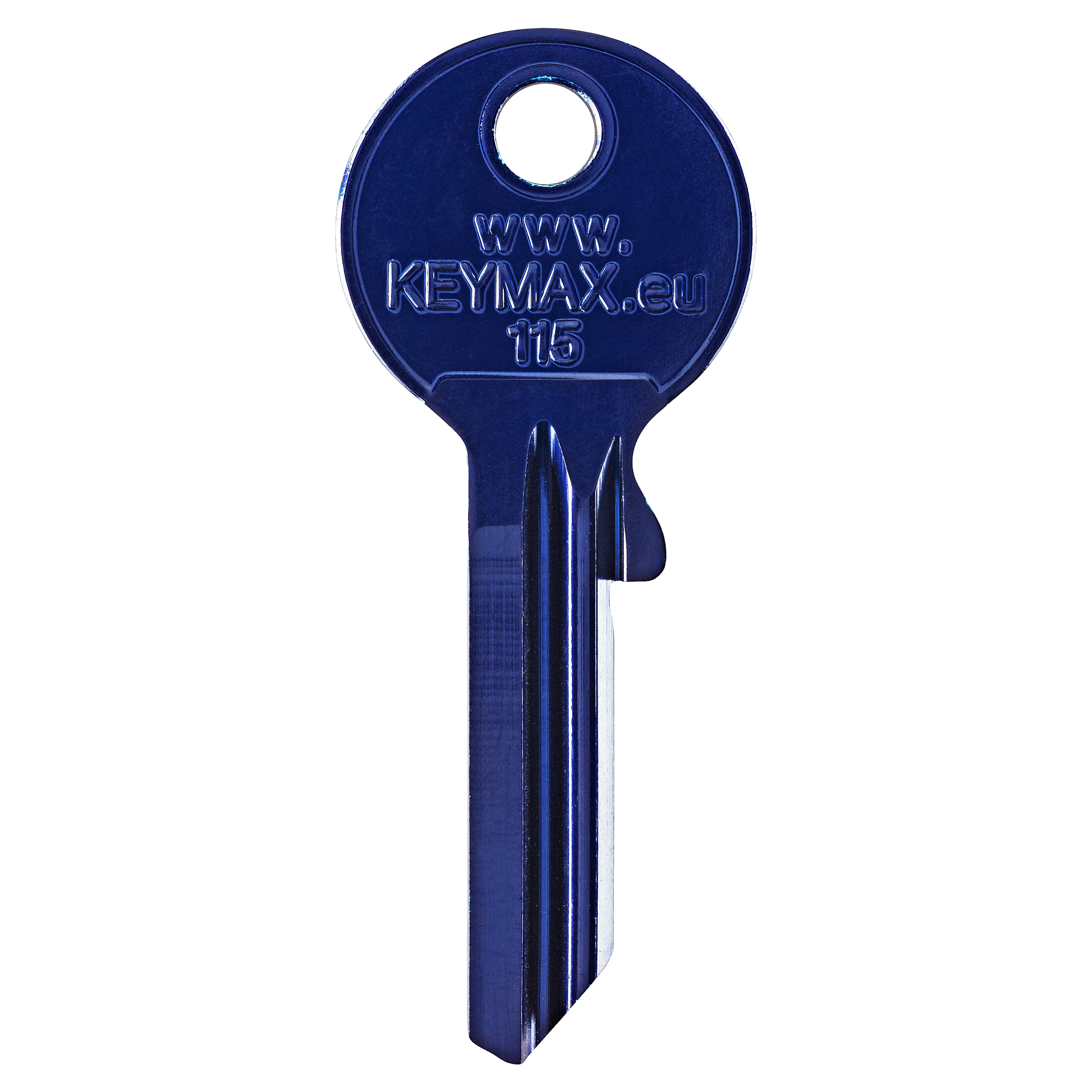 Blauer Schlüssel mit der Aufschrift www.keymax.eu