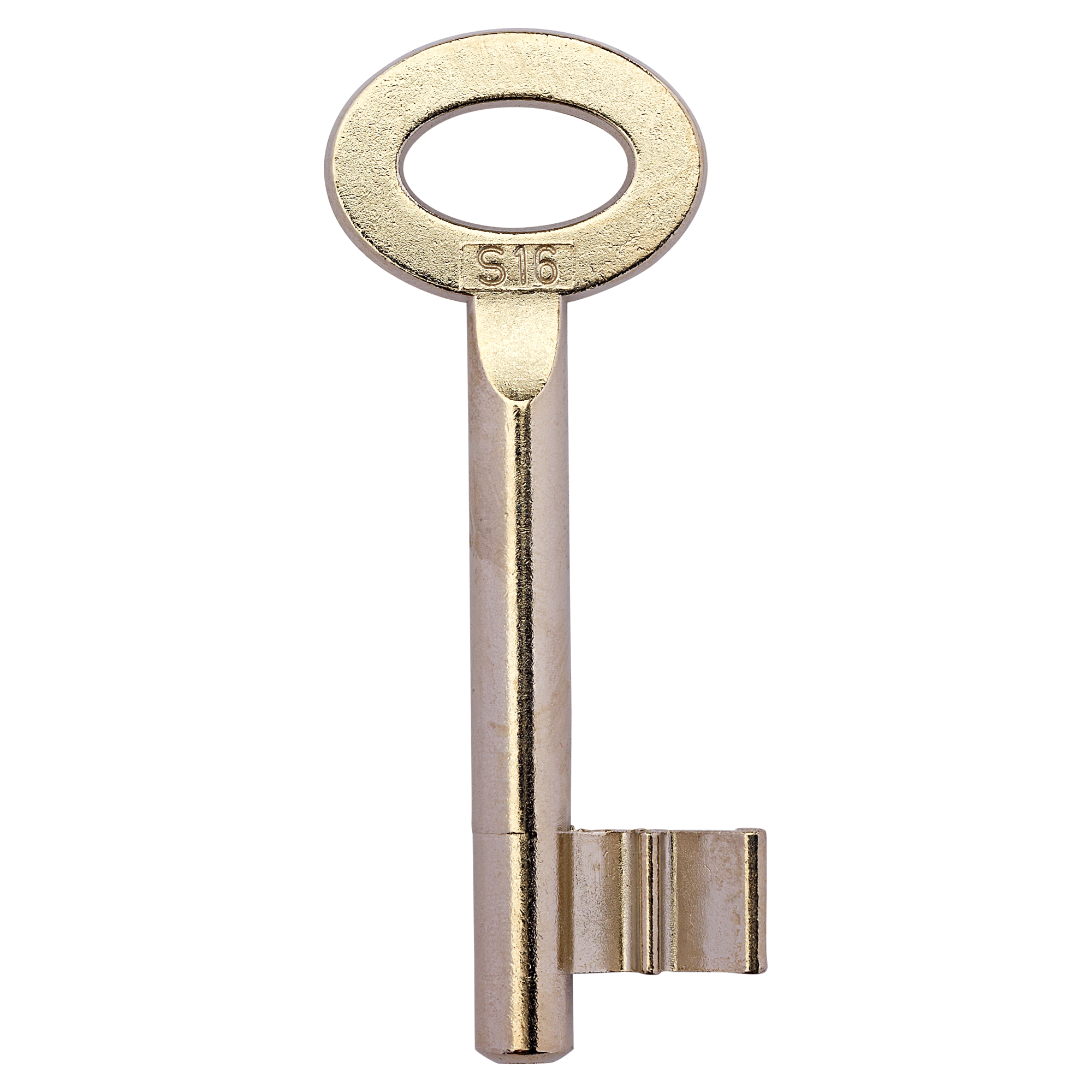 Metallschlüssel mit rundem Kopf und S16 Prägung