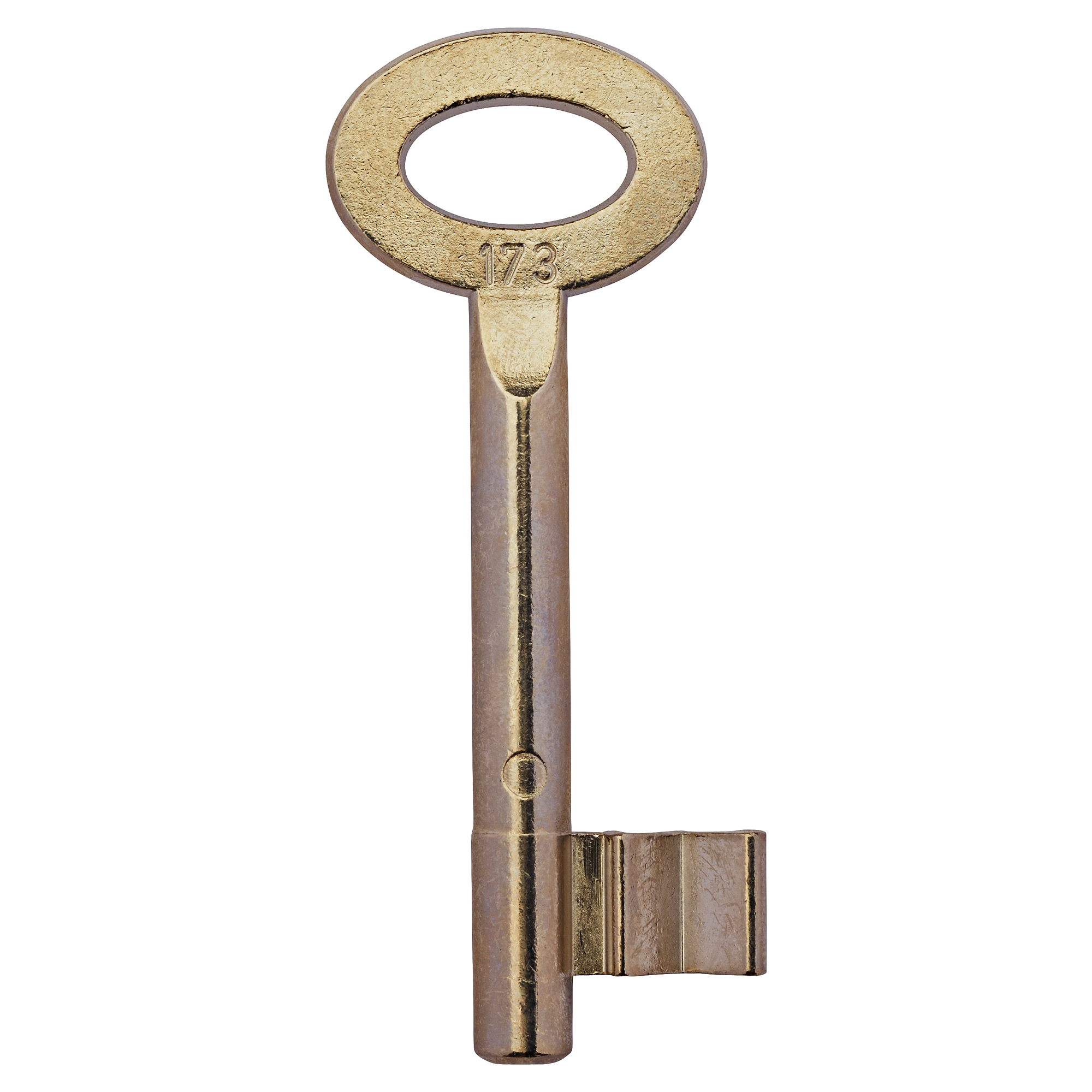 Goldener Zimmertürschlüssel mit rundem Kopf.