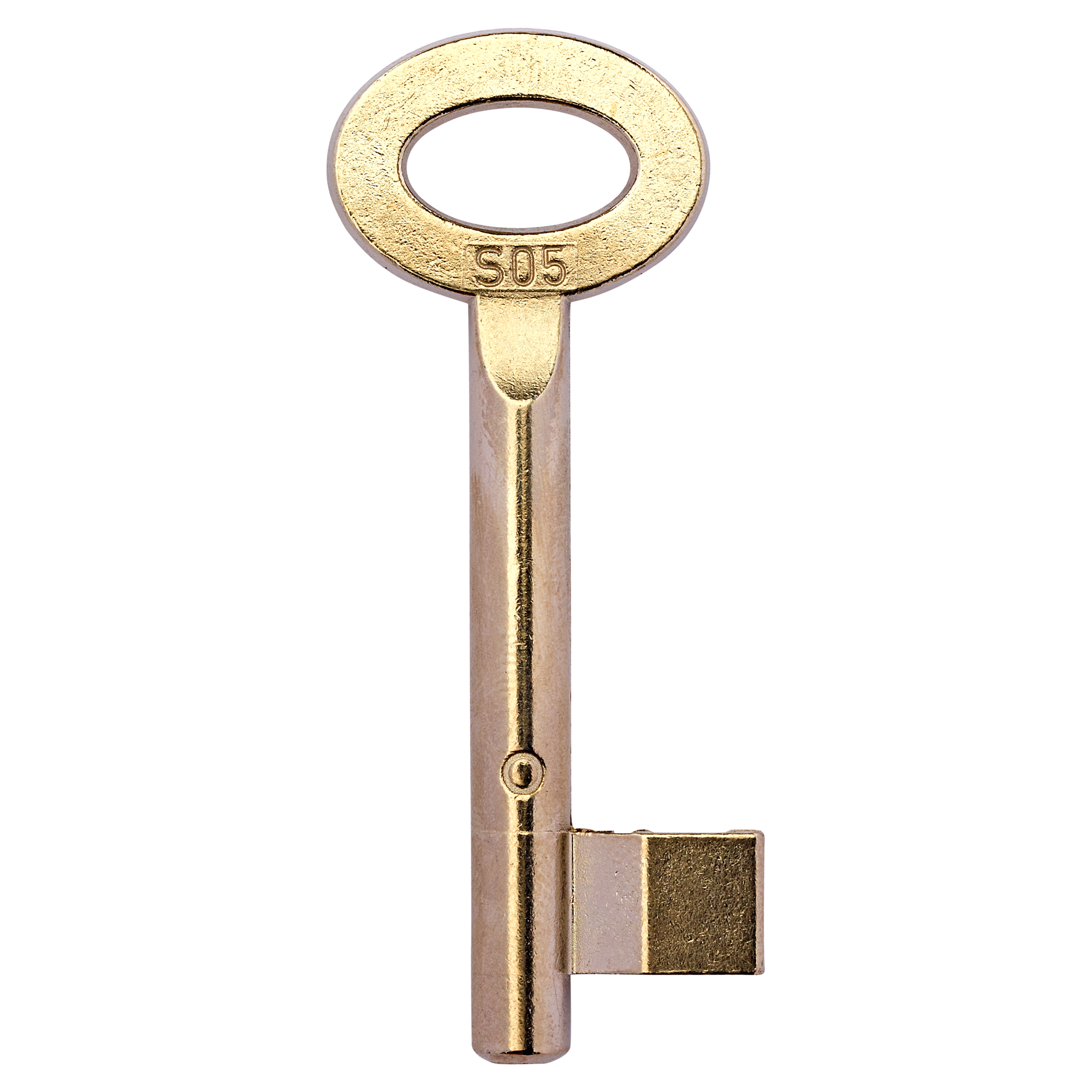 Goldener Zimmertürschlüssel mit rundem Kopf.