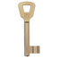 Messingfarbener Kellerschlüssel mit eckigem Kopf.