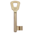 Messingfarbener Kellerschlüssel mit eckigem Kopf