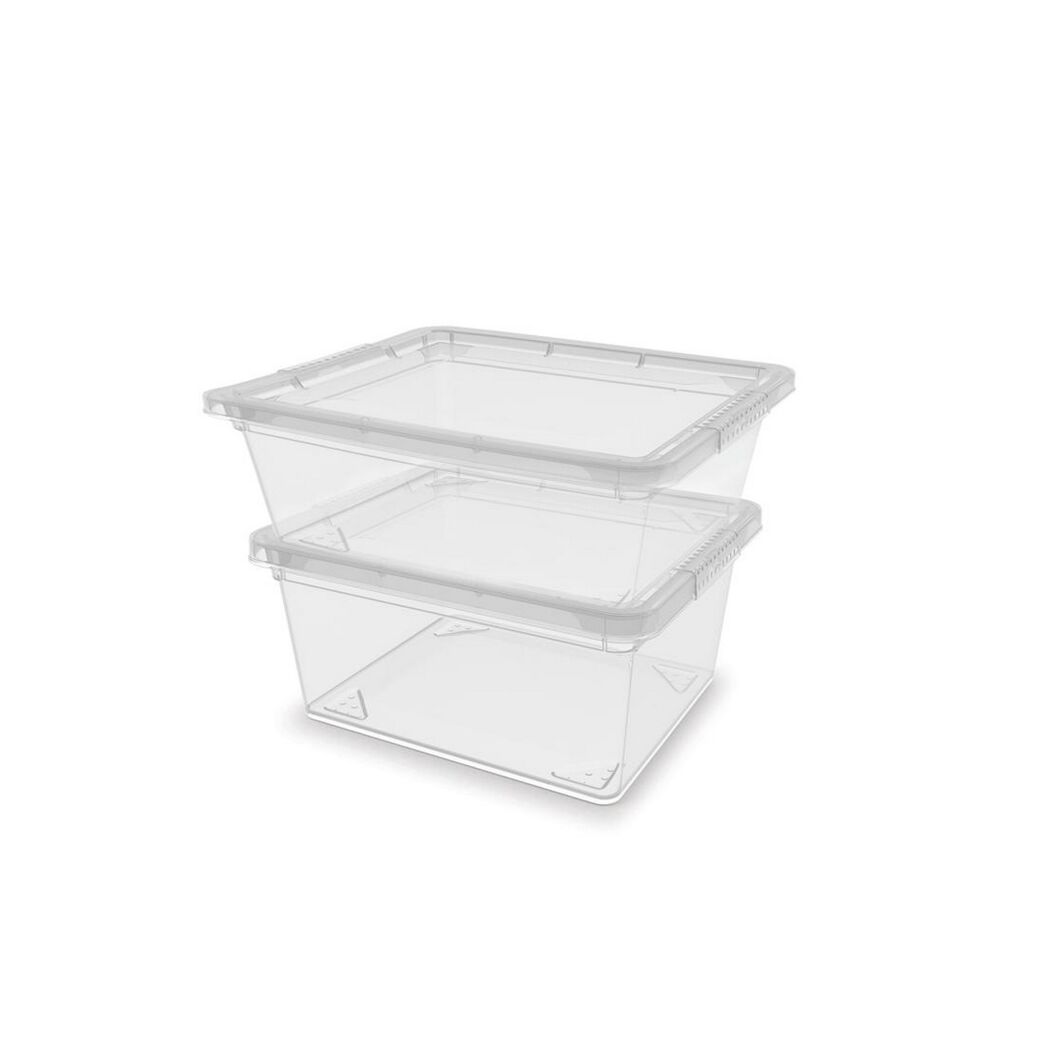 Zwei transparente C Boxen XS, gestapelt
