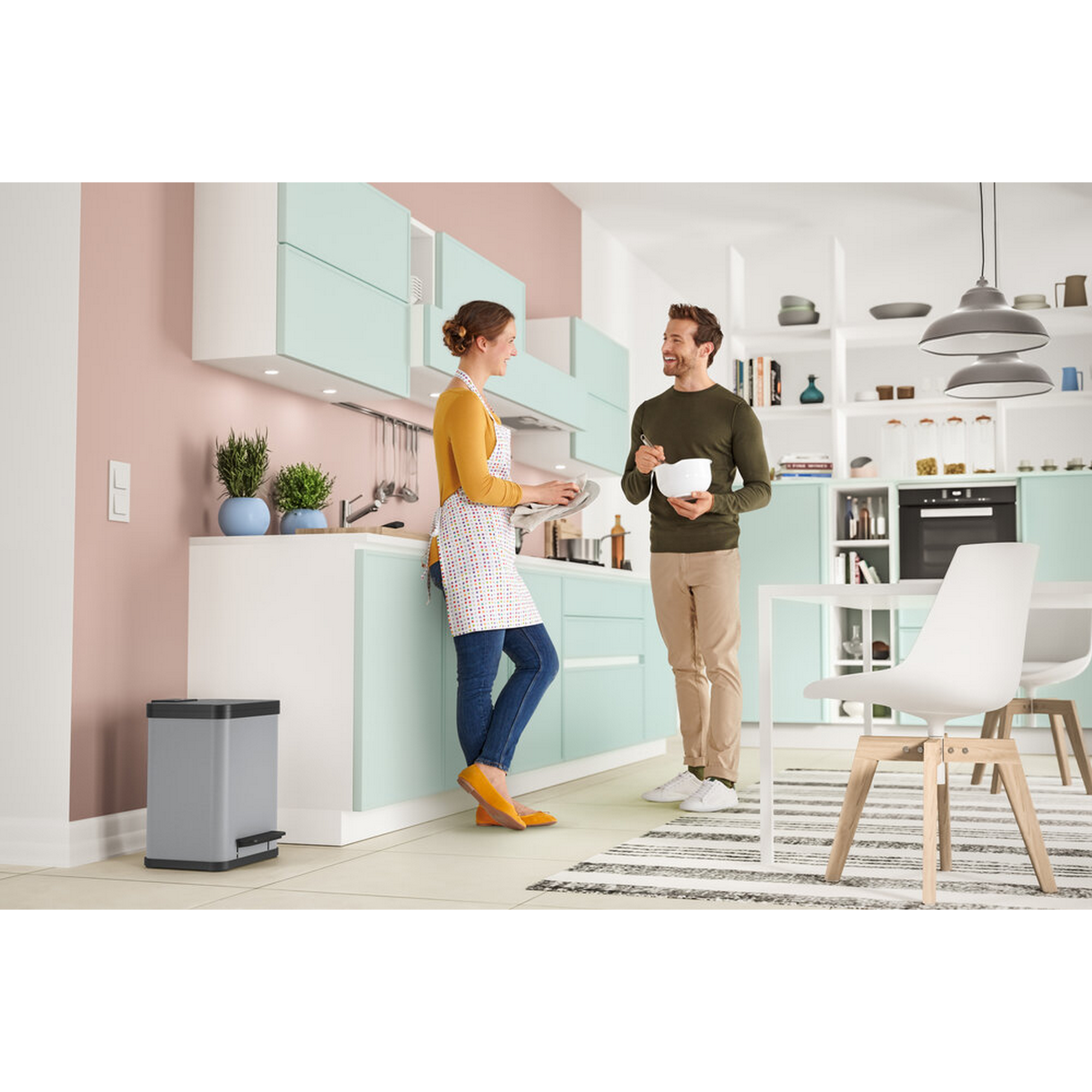 Tret-Abfalltrenner 'Öko Duo Plus M' 2 x 9 l hellgrau matt