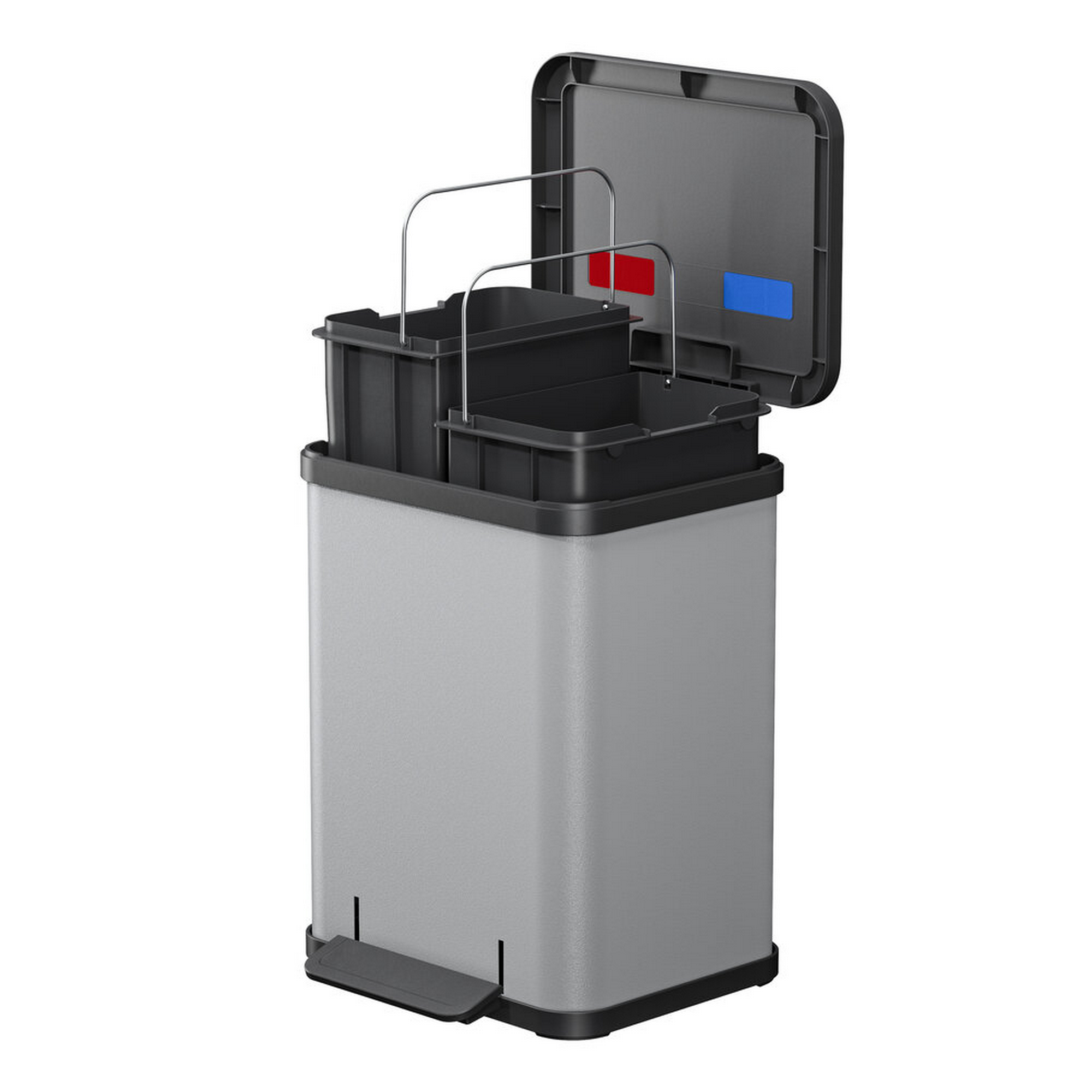 Tret-Abfalltrenner 'Öko Duo Plus M' 2 x 9 l hellgrau matt