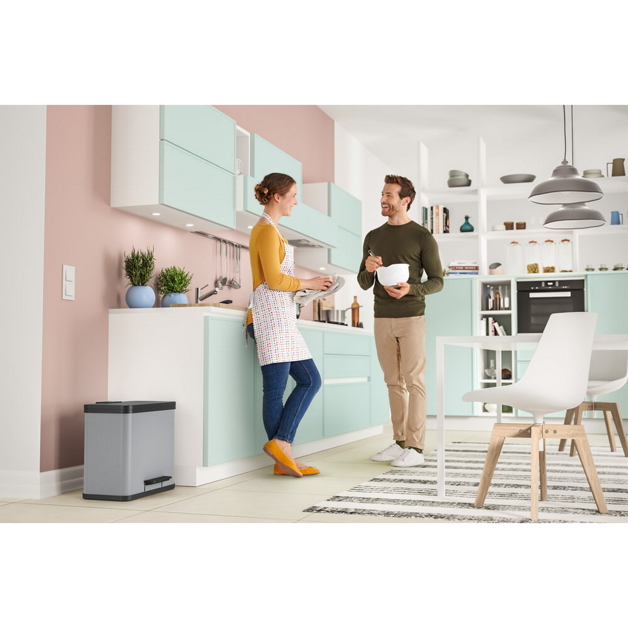 Tret-Abfalltrenner 'Öko Trio Plus L' 3 x 9 l hellgrau matt