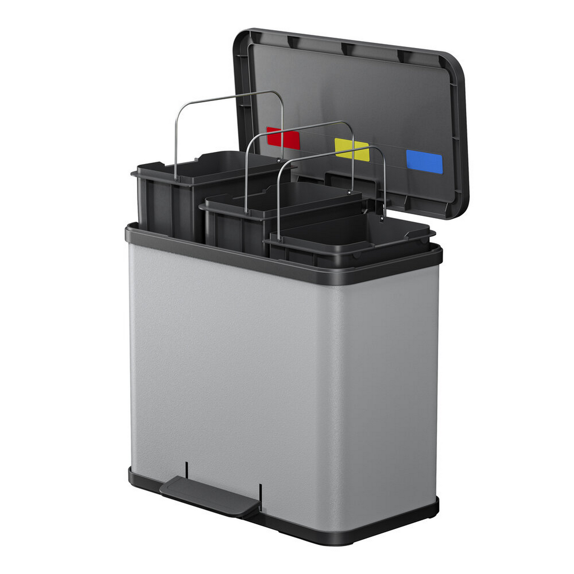 Tret-Abfalltrenner 'Öko Trio Plus L' 3 x 9 l hellgrau matt
