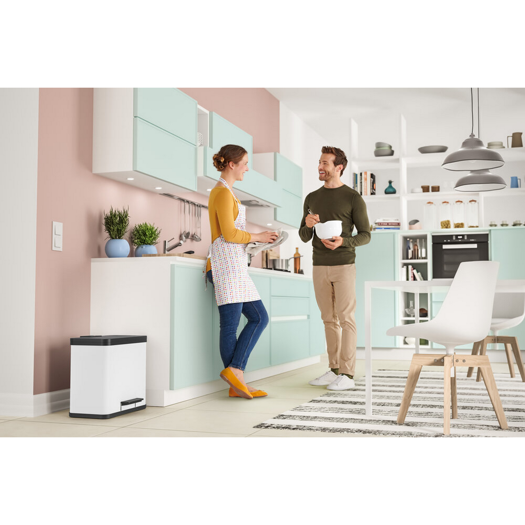 Tret-Abfalltrenner 'Öko Trio Plus L' 3 x 9 l weiß matt