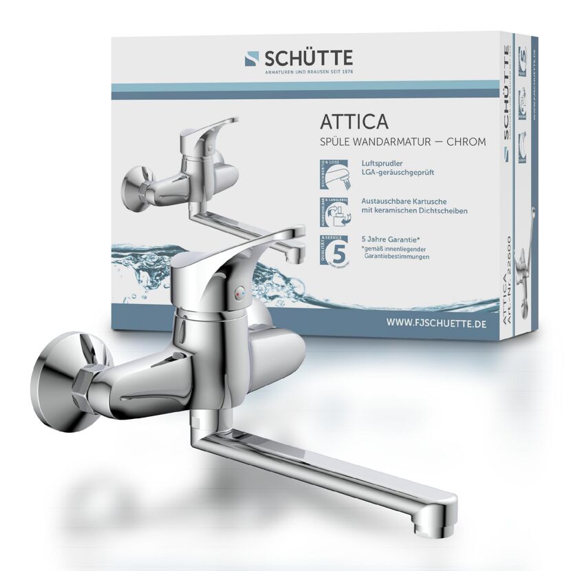 Schütte Attica Spüle Wandarmatur Chrom