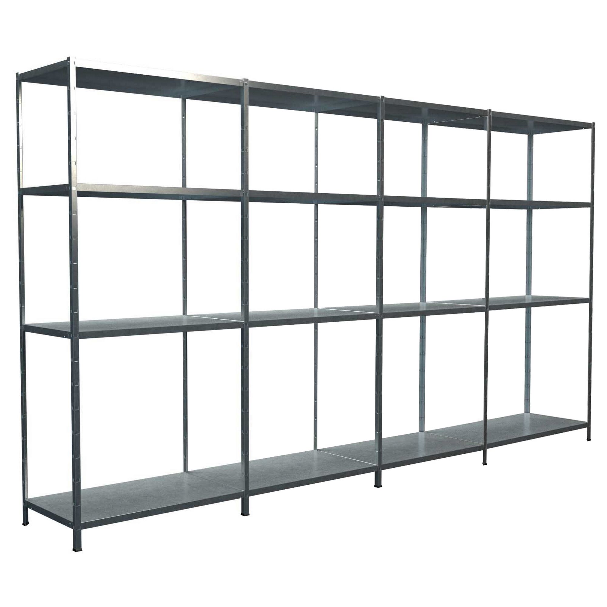 Leeres Metallregal mit fünf Böden