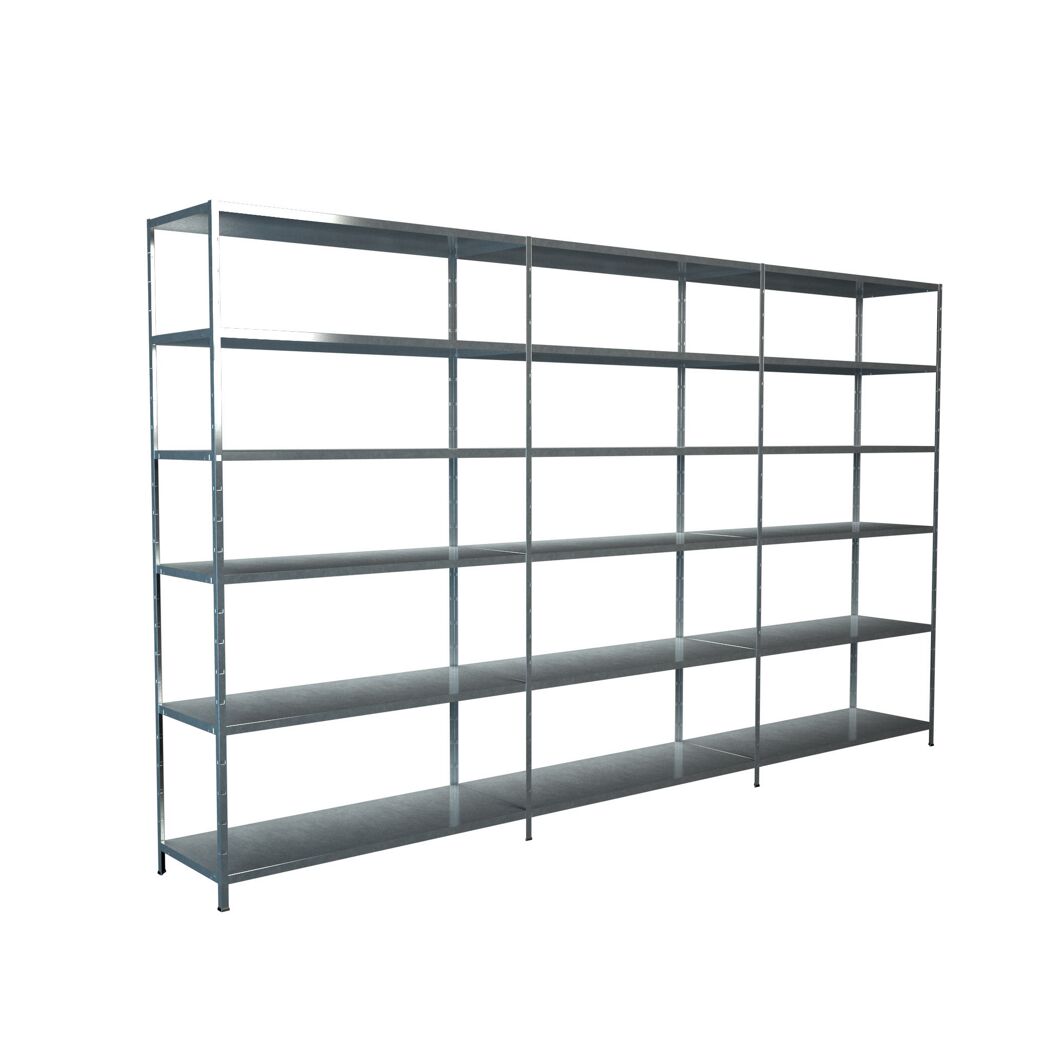 Leeres Metallregal mit sechs Ebenen