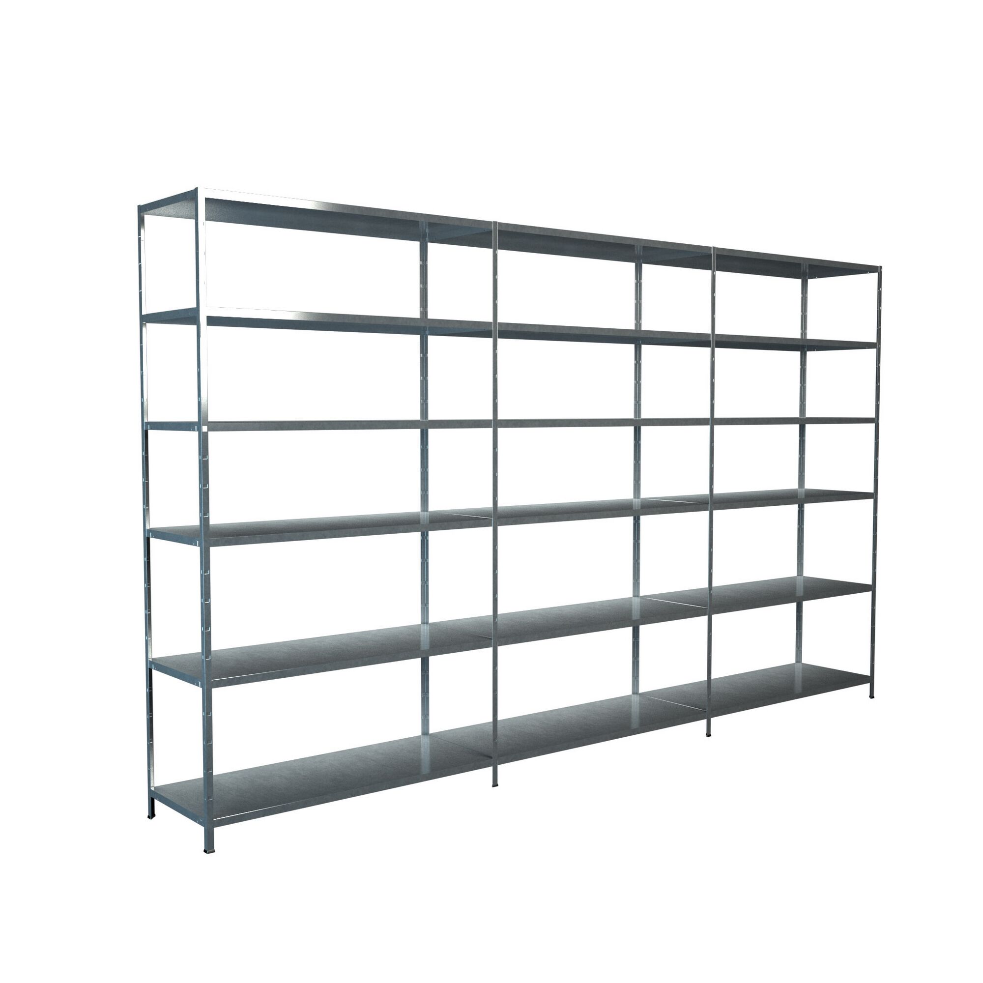 Leeres Metallregal mit sechs Ebenen