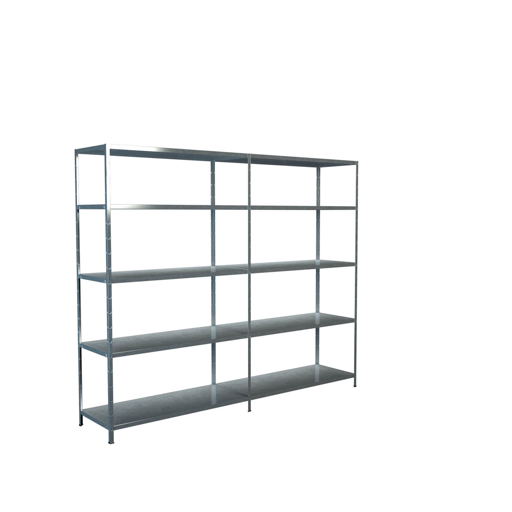 Leeres Metallregal mit sechs Regalböden