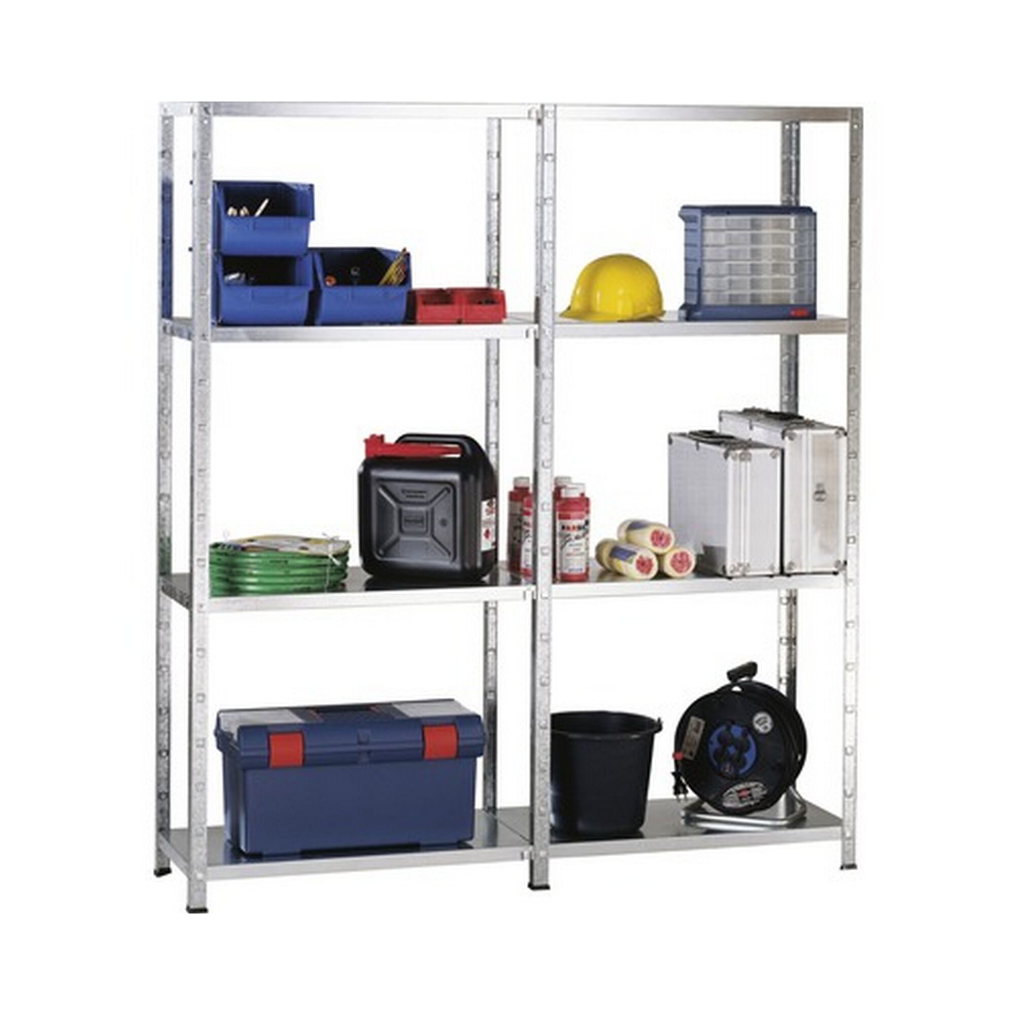 Metallregal mit Werkzeug und Zubehör