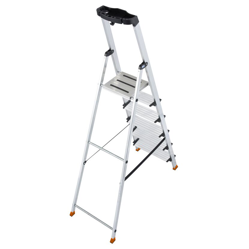 Sechsstufige Aluleiter mit Ablage