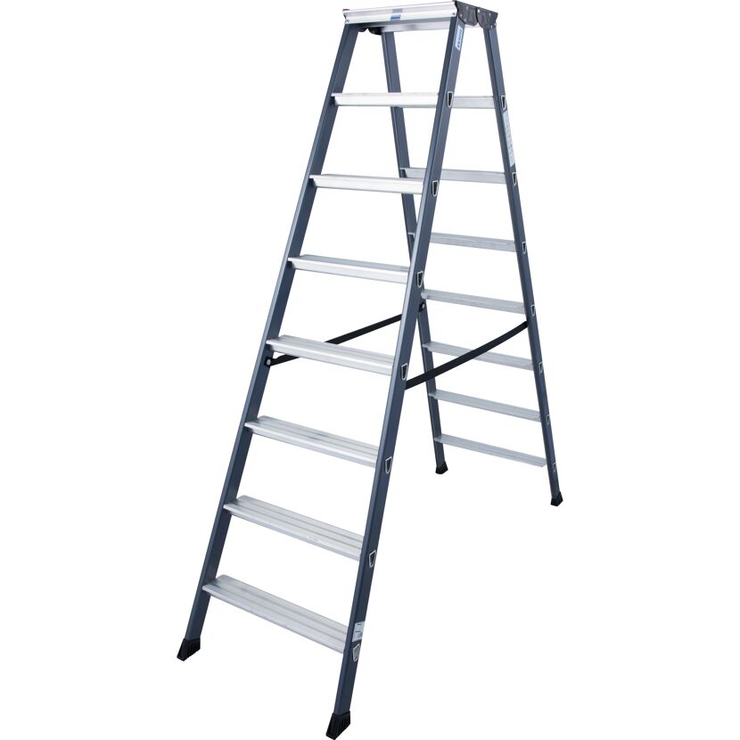 Alu-Leiter 2 x 8 Stufen ausgeklappt