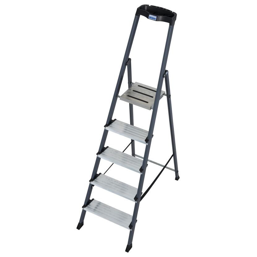 Alu-Leiter KRAUSE, 1 x 5 Stufen, grau, eloxiert