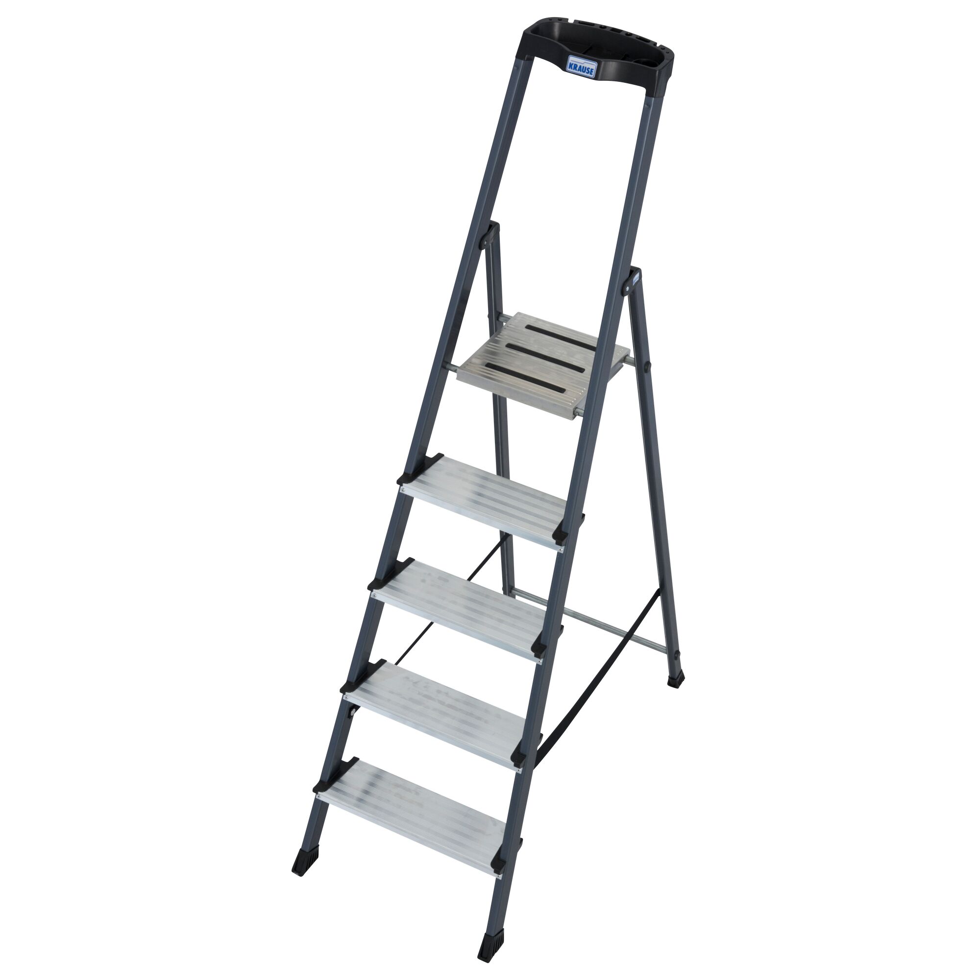 Alu-Leiter KRAUSE, 1 x 5 Stufen, grau, eloxiert