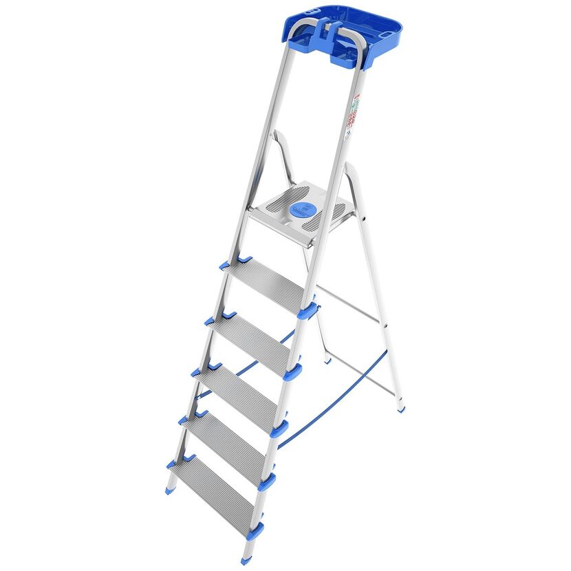 Alu-Stehleiter mit sechs Stufen