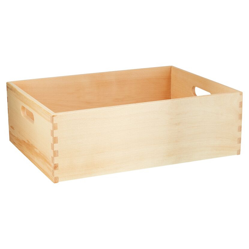 Leere Holzkiste, helles Buchenholz