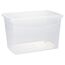 Leere transparente Aufbewahrungsbox mit Rollen