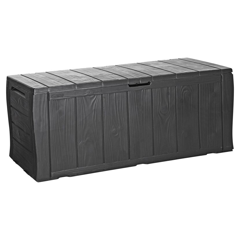 Schwarze Kissenbox aus Kunststoff in Holzoptik