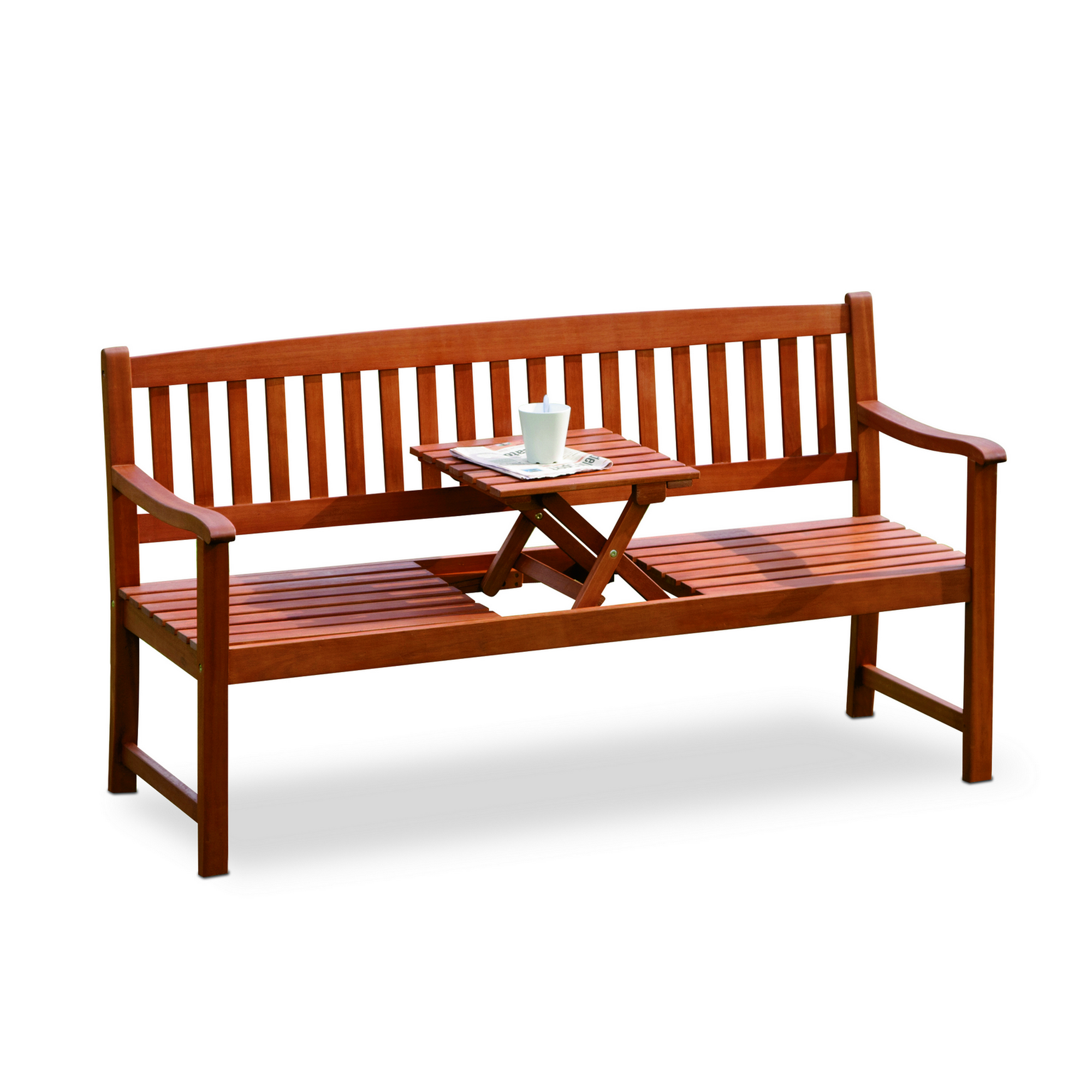 Gartenbank 'Florida' mit Tisch, 3-Sitzer, braun, 159 x 88 x 60 cm + product picture