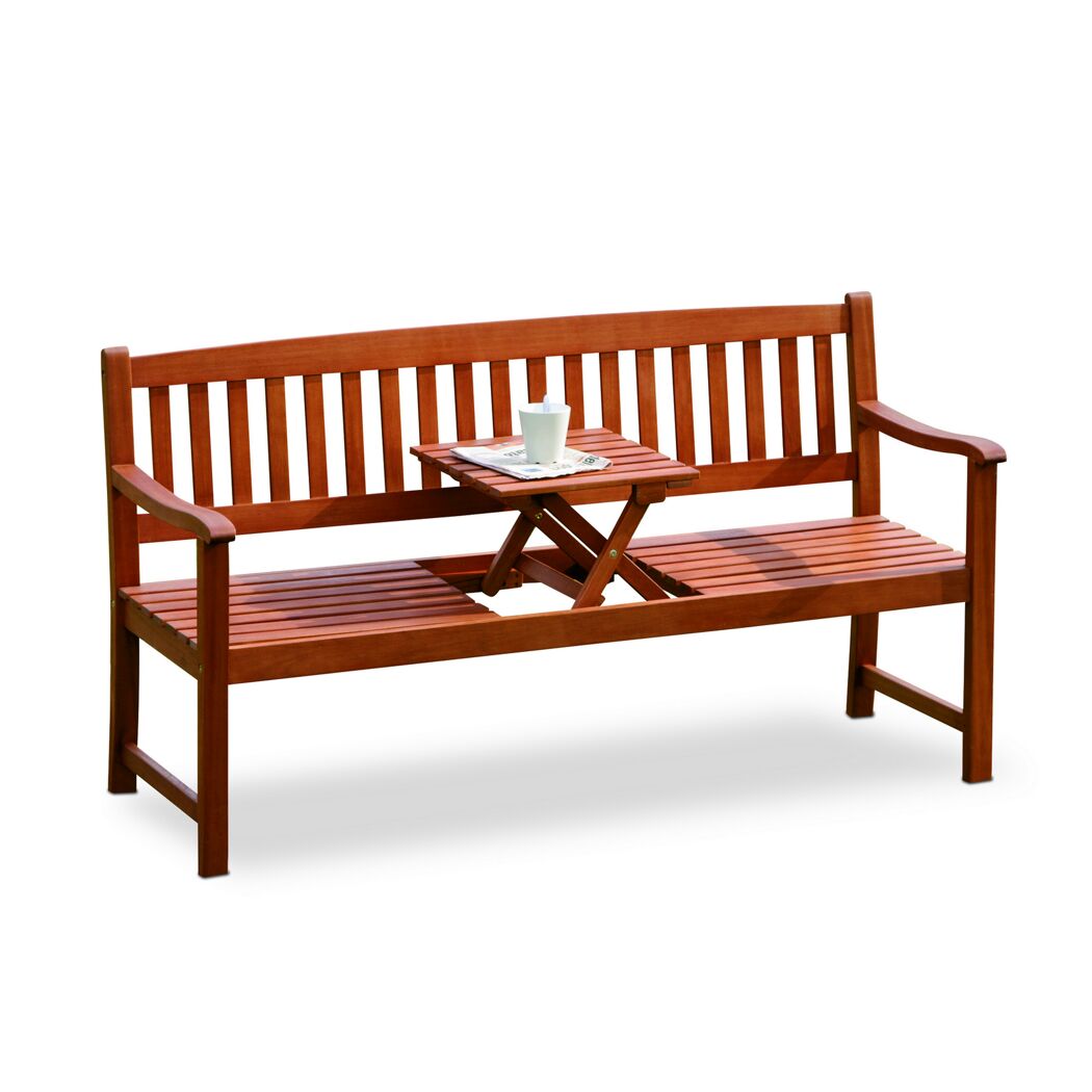 Gartenbank Florida Dreisitzer mit hochklappbarem Tisch