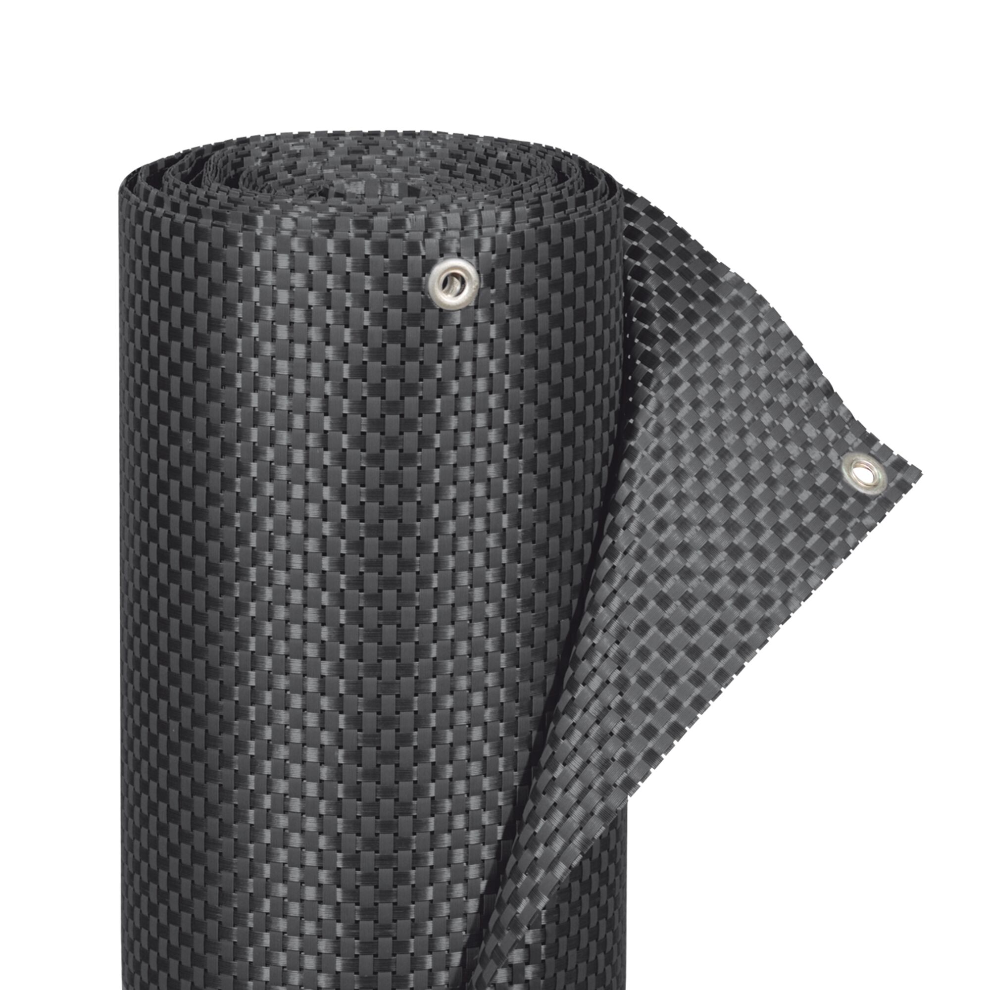 Rattan Kunststoffgeflecht titangrau aufgerollt