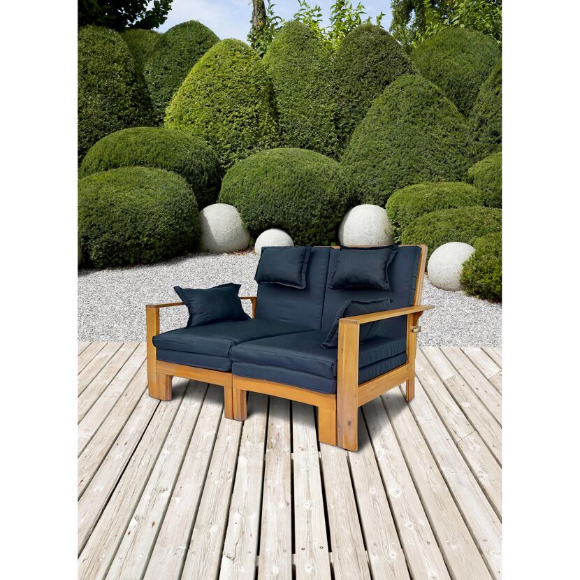 Loungemöbel 'Mauritius' Akazienholz schwarz 130 x 101,5 x 85/200 cm