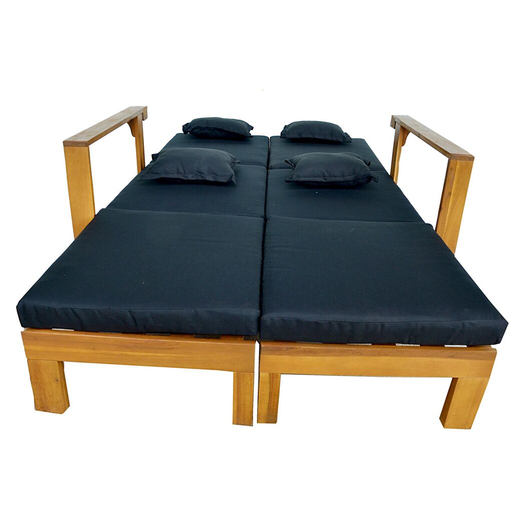 Loungemöbel 'Mauritius' Akazienholz schwarz 130 x 101,5 x 85/200 cm