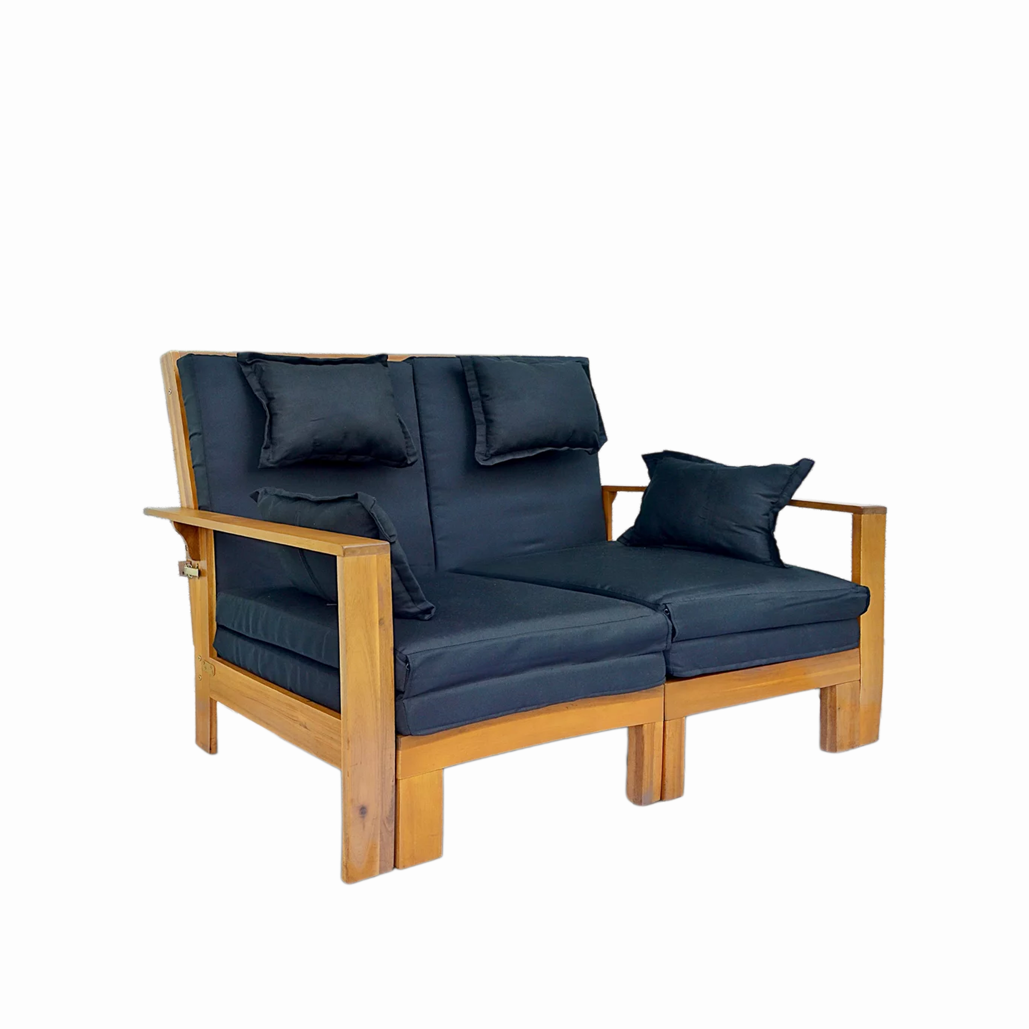 Loungemöbel 'Mauritius' Akazienholz schwarz 130 x 101,5 x 85/200 cm