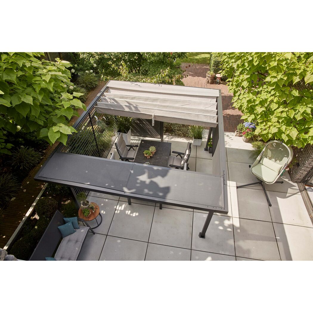 Pergola mit Gartenmöbeln von oben