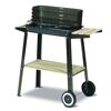 Fahrbarer Grillwagen mit Holzelementen.