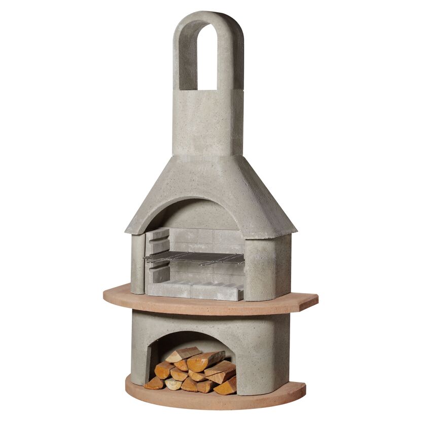 Grillkamin Carmen aus Beton mit Brennholz