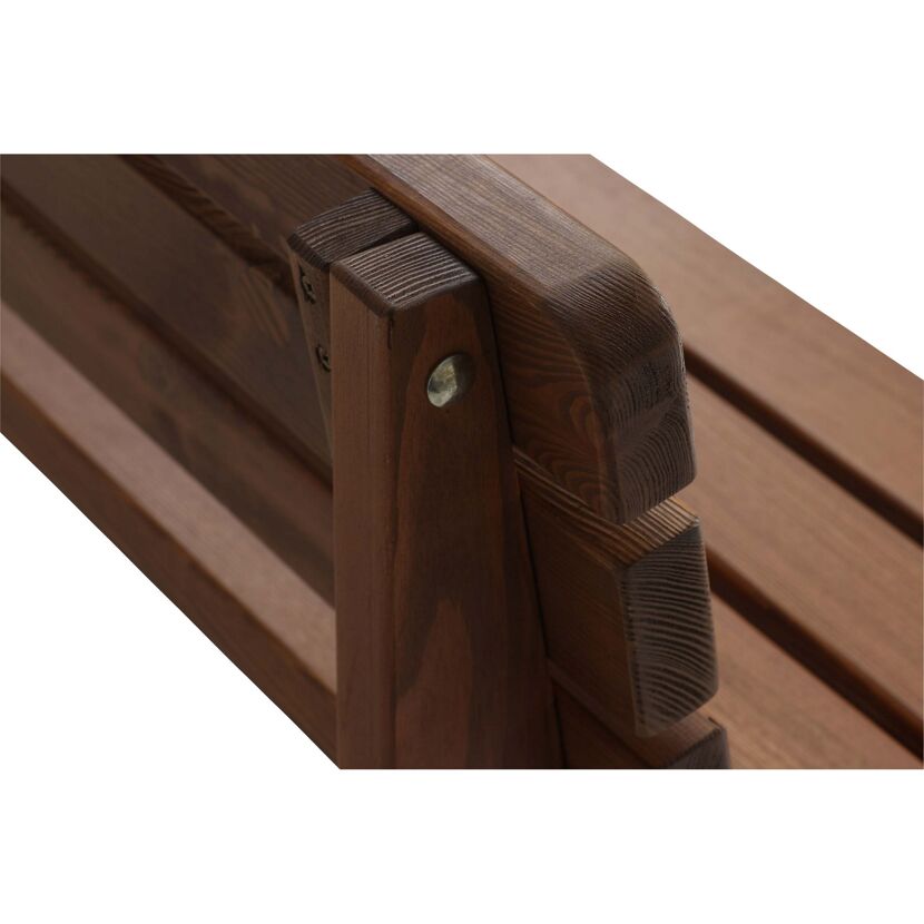 Nahaufnahme der Bank Tessin aus massivem Holz