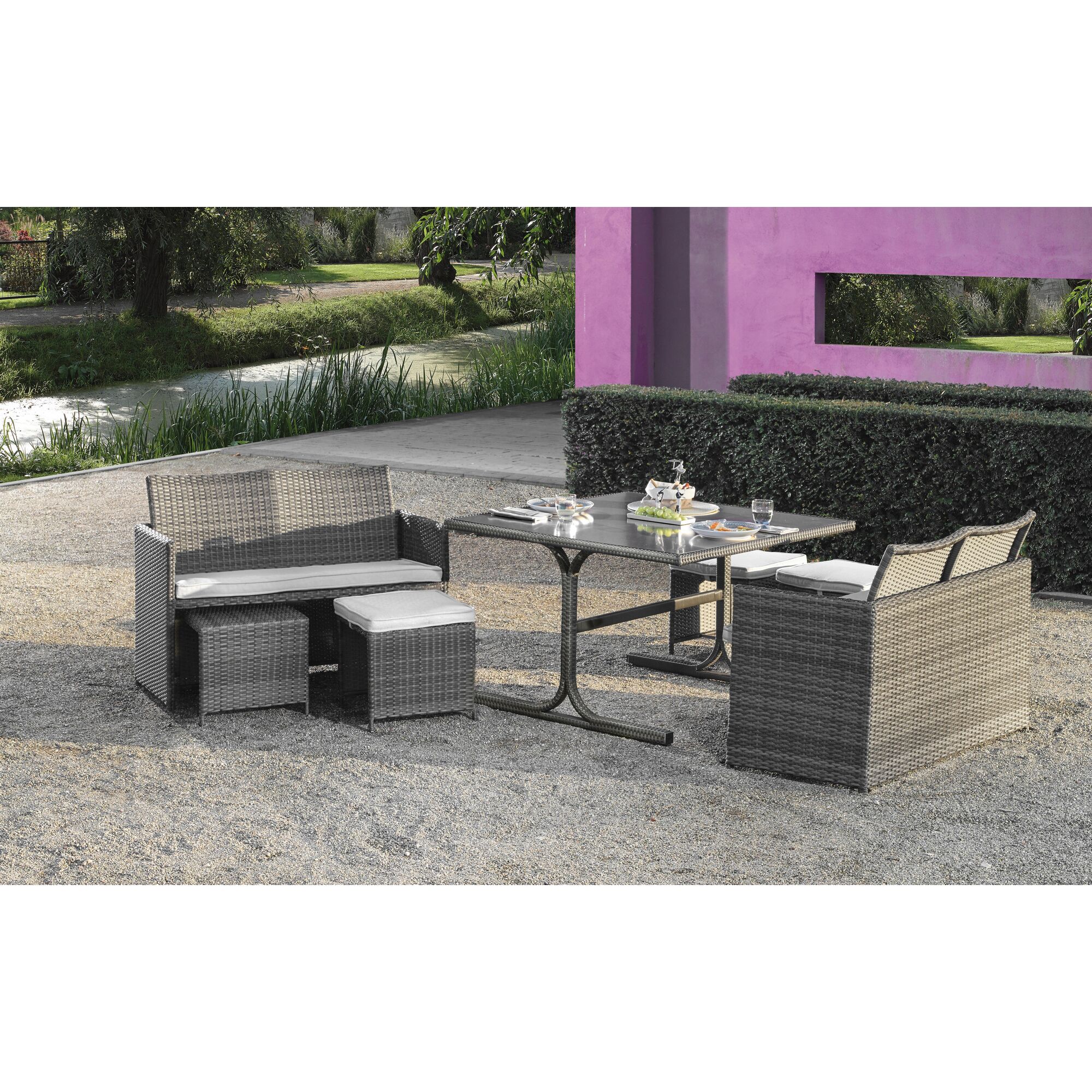 Gartenmöbel-Set Cube 2.0 mit Tisch und Sitzmöbeln