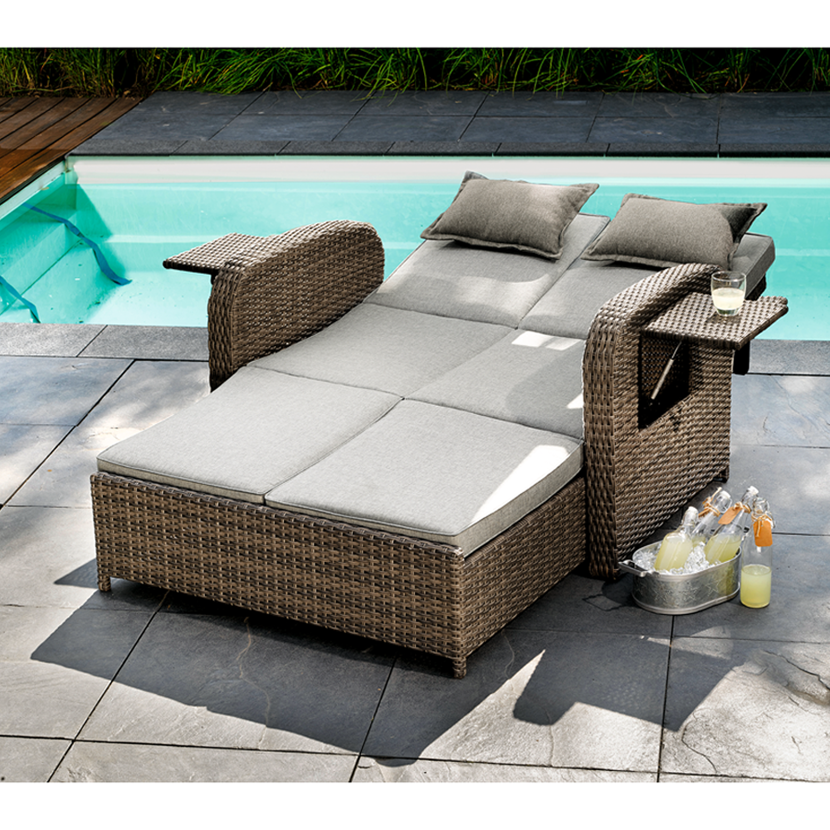 Doppel-Sonnenliege Trinidad aus Polyrattan