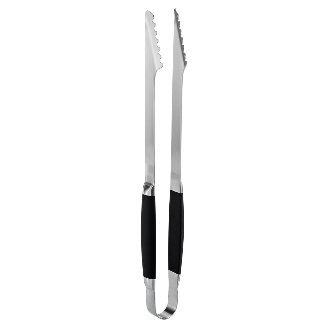 Grillzange aus Edelstahl mit schwarzem Griff