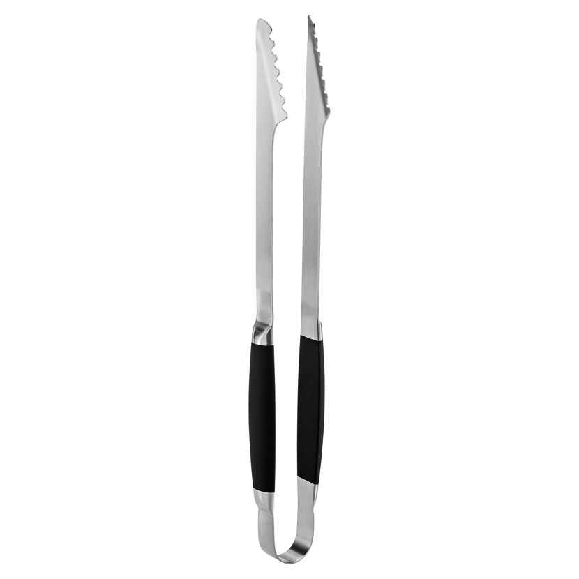 Grillzange aus Edelstahl mit schwarzem Griff