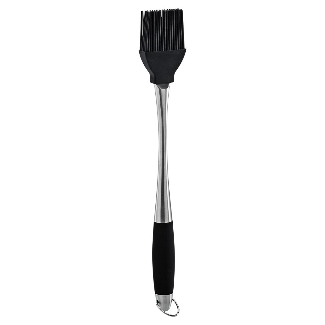 Grillpinsel aus Edelstahl mit schwarzem Silikonkopf