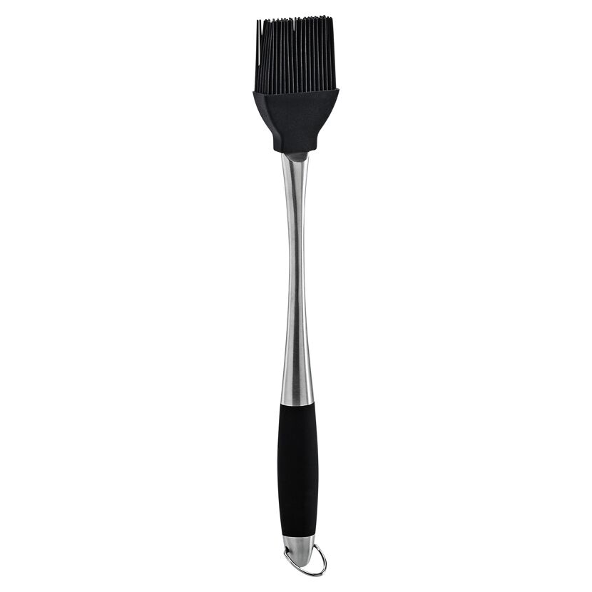 Grillpinsel aus Edelstahl mit schwarzem Silikonkopf